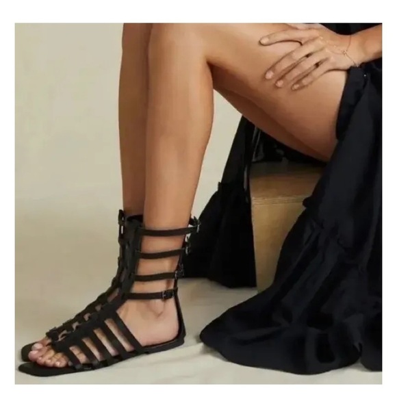 Jeffrey Campbell BLACK Women's Leather Top-2 Gladiator Sandal US 7 - Picture 1 of 5